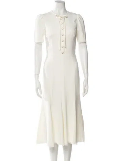 Pre-owned Dolce & Gabbana Crew Neck Midi Length Dress In White