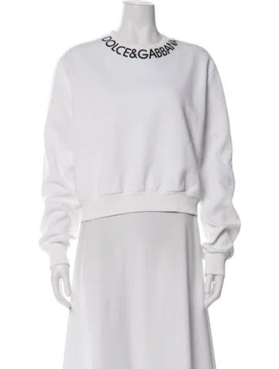 Pre-owned Dolce & Gabbana Crew Neck Midi Length Dress In White