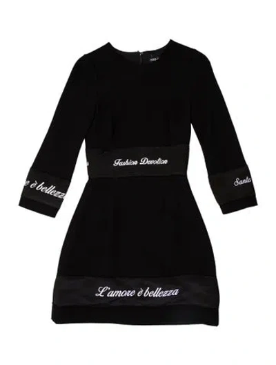 Pre-owned Dolce & Gabbana Crew Neck Mini Dress In Black