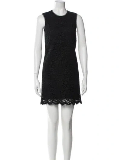 Pre-owned Dolce & Gabbana Crew Neck Mini Dress In Black