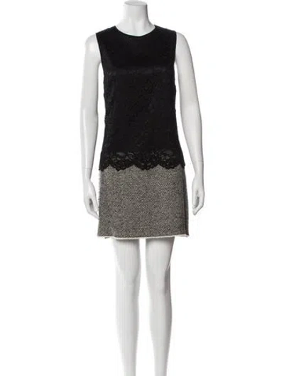 Pre-owned Dolce & Gabbana Crew Neck Mini Dress In Black
