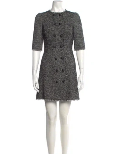 Pre-owned Dolce & Gabbana Crew Neck Mini Dress In Black