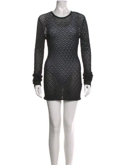 Pre-owned Dolce & Gabbana Crew Neck Mini Dress In Black