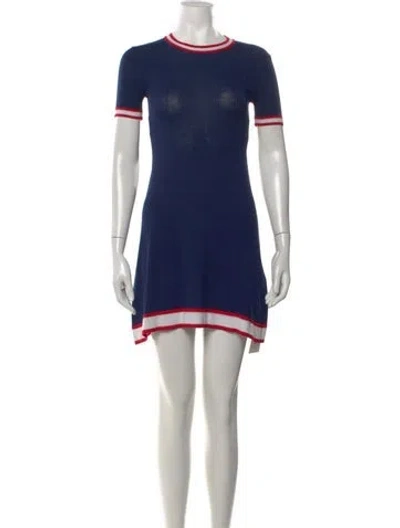 Pre-owned Dolce & Gabbana Crew Neck Mini Dress In Blue