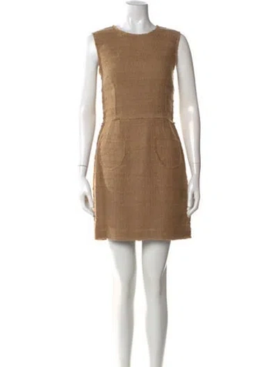 Pre-owned Dolce & Gabbana Crew Neck Mini Dress In Brown