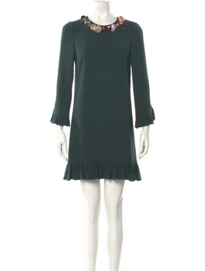 Pre-owned Dolce & Gabbana Crew Neck Mini Dress In Green
