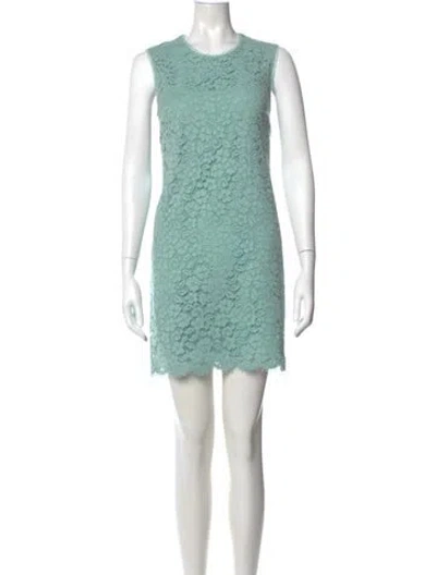 Pre-owned Dolce & Gabbana Crew Neck Mini Dress In Green