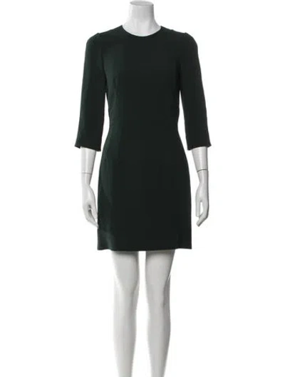 Pre-owned Dolce & Gabbana Crew Neck Mini Dress In Green