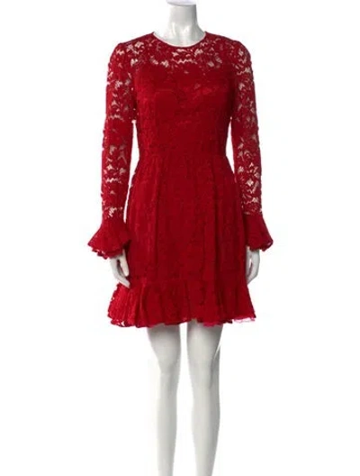 Pre-owned Dolce & Gabbana Crew Neck Mini Dress In Red
