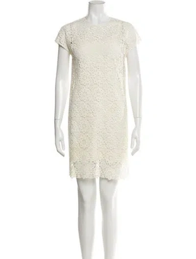 Pre-owned Dolce & Gabbana Crew Neck Mini Dress In White