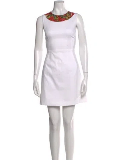 Pre-owned Dolce & Gabbana Crew Neck Mini Dress In White