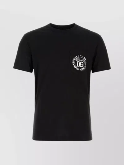 Dolce & Gabbana Crew-neck Pocket T-shirt In Soft Cotton In Black