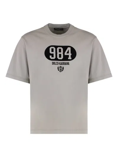Dolce & Gabbana Crew-neck Print T-shirt In Gray