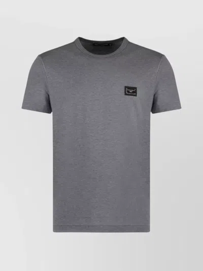 Dolce & Gabbana Crew-neck Ribbed T-shirt Short Sleeves In Gray