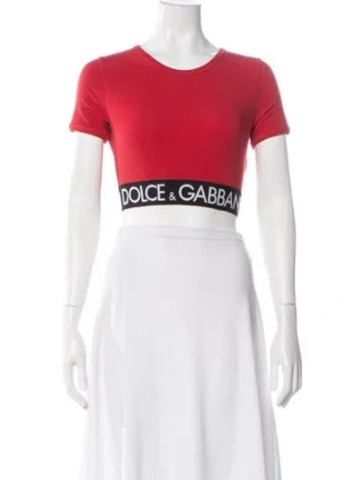 Pre-owned Dolce & Gabbana Crew Neck Short Sleeve Crop Top In Pink