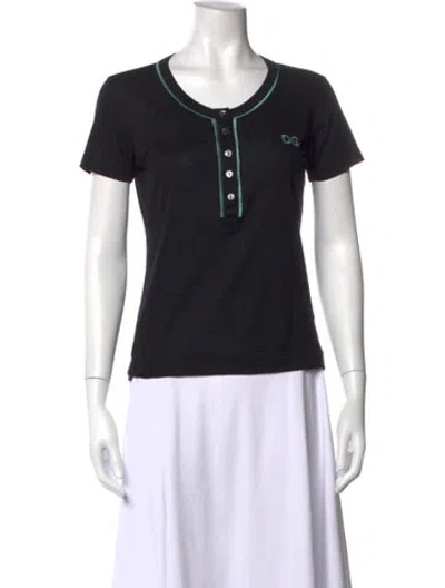 Pre-owned Dolce & Gabbana Crew Neck Short Sleeve Polo In Black