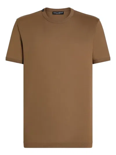 Dolce & Gabbana Crew-neck Short-sleeve T-shirt In Brown