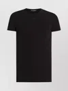Dolce & Gabbana Black Crewneck T-shirt With Tonal Logo Lettering Embroidery On The Front In Cotton Stretch Man In Black