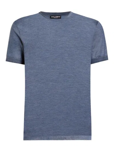 Dolce & Gabbana Crew-neck Short-sleeve T-shirt In Blue
