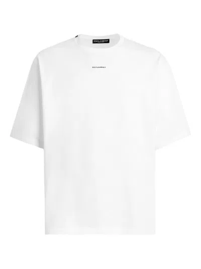 Dolce & Gabbana Crew Neck Short Sleeve T-shirt With Logo In White