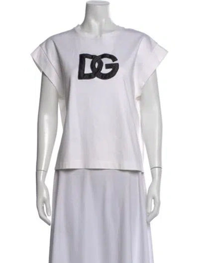 Pre-owned Dolce & Gabbana Crew Neck Short Sleeve T-shirt In White