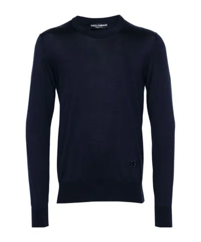Dolce & Gabbana Crew-neck Silk Jumper In Black