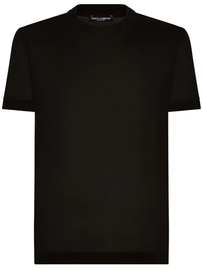Dolce & Gabbana Short-sleeved Silk T-shirt In Black