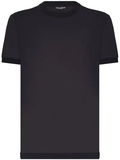Dolce & Gabbana Crew-neck Silk T-shirt In Blue