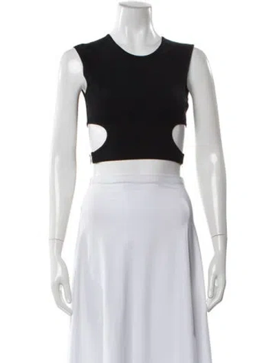 Pre-owned Dolce & Gabbana Crew Neck Sleeveless Crop Top In Black