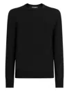 Dolce & Gabbana Men Black Sweater With Tonal Signature Logo In Silk Man In Black
