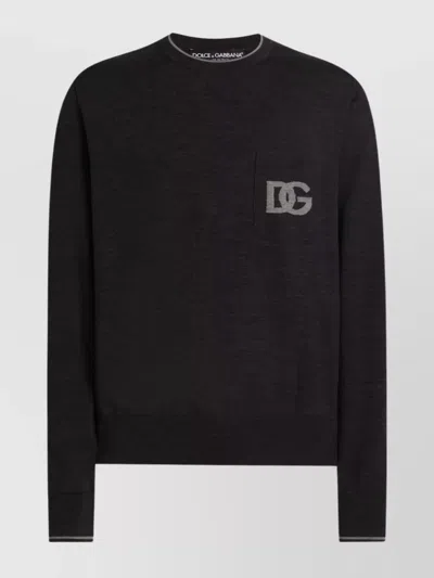 DOLCE & GABBANA CREW NECK SWEATER WITH LONG SLEEVES AND POCKET