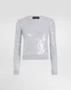 Dolce & Gabbana Crew-neck Sweater With Sequin Embellishment In Grey