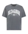 Dolce & Gabbana Men Dark Grey Crewneck T-shirt With Logo Lettering Print On The Front In Cotton Man In Gray