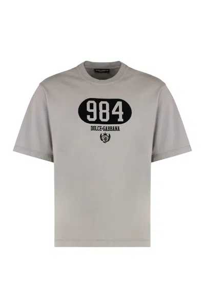Dolce & Gabbana Crew-neck T-shirt In Cotton In Gray