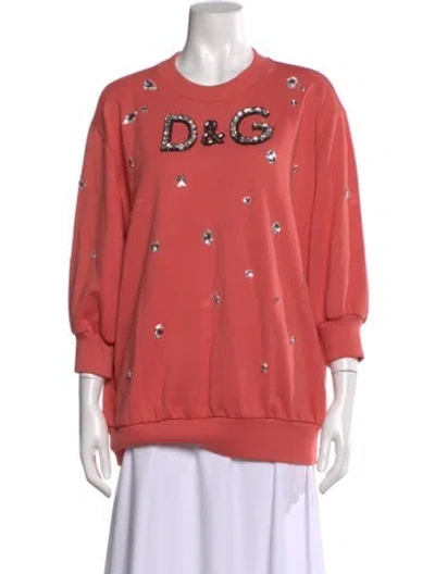 Pre-owned Dolce & Gabbana Crew Neck Three-quarter Sleeve Sweatshirt In Pink