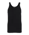 Dolce & Gabbana Black Sleeveless Top With Logo Embroidery On The Front And Ribbed Knit In Cotton Man