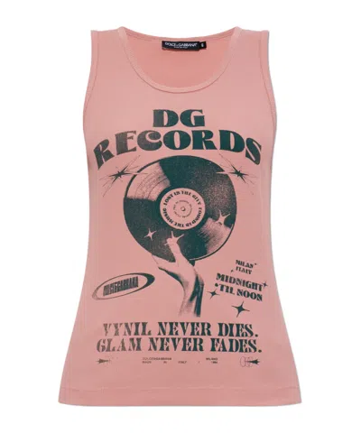 Dolce & Gabbana Crew Neck Vest In Metallic