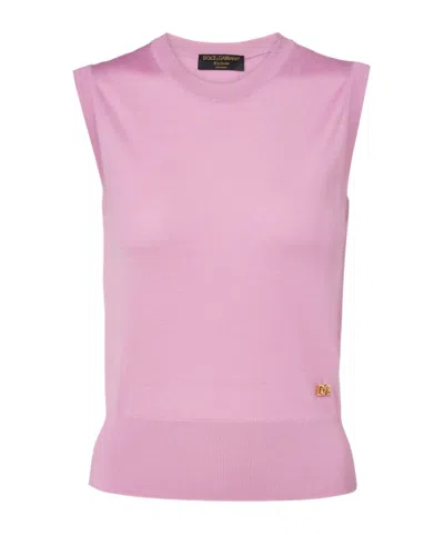 Dolce & Gabbana Crew Neck Vest In Pink