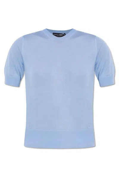 Dolce & Gabbana Knitted T-shirt In Blue
