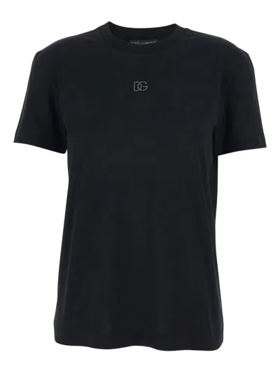 Dolce & Gabbana Crewneck Logo T-shirt In Blue