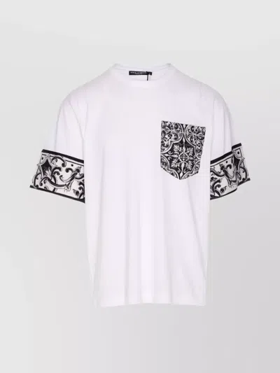 Dolce & Gabbana Crewneck T-shirt Featuring Printed Design In Gold
