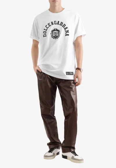 Dolce & Gabbana Crewneck T-shirt With Embroidered-logo In White