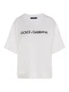 Dolce & Gabbana Dolce&gabbana White Crew-neck T-shirt With Logo In Cotton Women In White