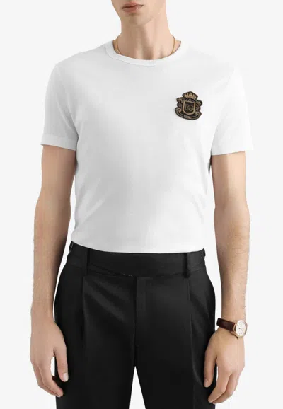 Dolce & Gabbana Crewneck T-shirt With Logo-patch In Multi