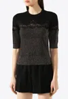 Dolce & Gabbana Elegant Lurex Threaded Jersey Lace Blouse In Black
