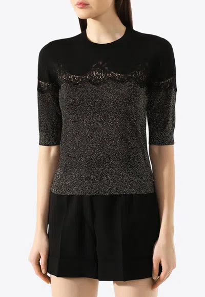 DOLCE & GABBANA CREWNECK TOP WITH LACE-INSERT