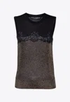 Dolce & Gabbana Crewneck Top With Lace Inserts In Black