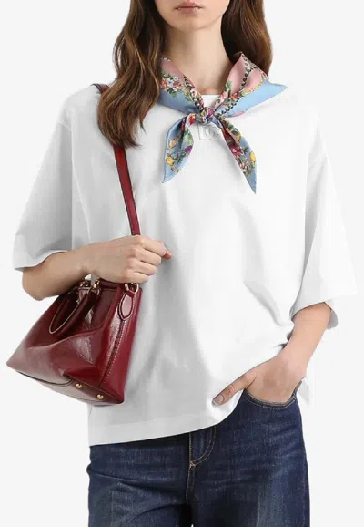 Dolce & Gabbana Crewneck T-shirt With Scarf And Dg-embroidery In White