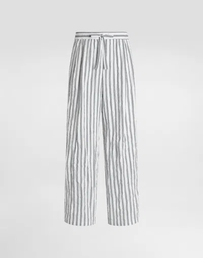 Dolce & Gabbana Crinkled Striped Poplin Vanity Trousers In Multi