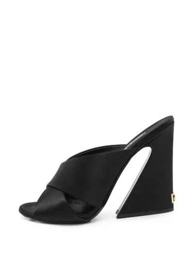 Pre-owned Dolce & Gabbana Criss-cross Satin Sandals In Black